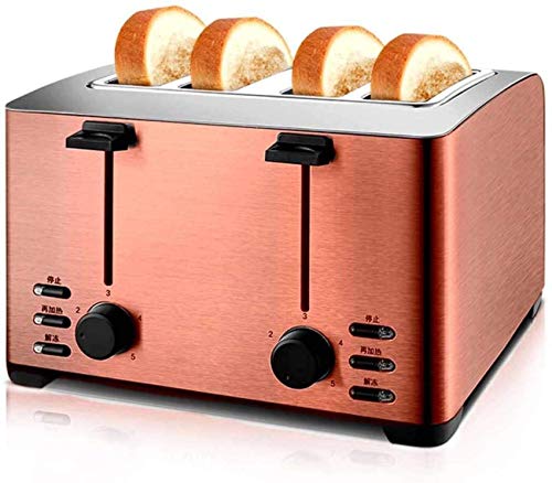 HYLK Profession Toaster, 4-Scheiben-Edelstahl-Toaster, Automatisches Backen Auftauen Aufwärmen Abbrechen Funktion…