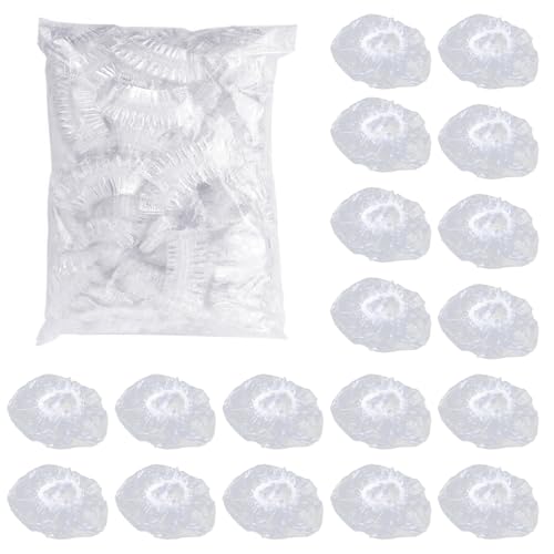 SYEYCW 200 Piezas Protectores de Oreja para Ducha, Transparentes Protector de Oidos Agua, Unidades de Fundas de Plástico, Impermeables Cubierta de Oído, para Ducha, Baño, Tinte de Cabello, Spa