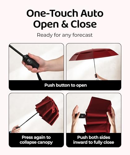 Image of Repel Windproof Travel Umbrella - Compact & Withstands Winds up to 100MPH , Strongest Premium Auto Folding Umbrella for Rain and Sun - Durable, Light & Portable for Women & Men , Fits Backpack & Cars