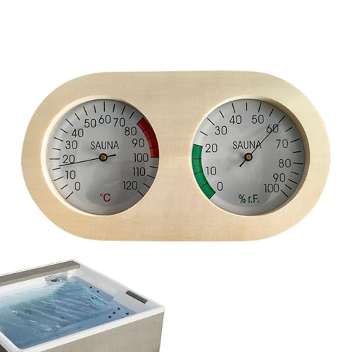 Monitor de temperatura y humedad, medidor de humedad interior para sauna, pantalla precisa, fácil de leer, aspecto de madera para garaje, dormitorio, balcón, terraza, sótano, cocina, baño, jardín