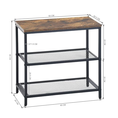 FurnitureR 50CM Hocker Aufbewahrungsbank, Aufbewahrungseinheit mit 3-Regalen und Nivellierfüßen, Hocker Bank mit Vintage MDF, für Wohnzimmer, Schlafzimmer, Flur, Küche, Esszimmer, Braun,50x28x48CM