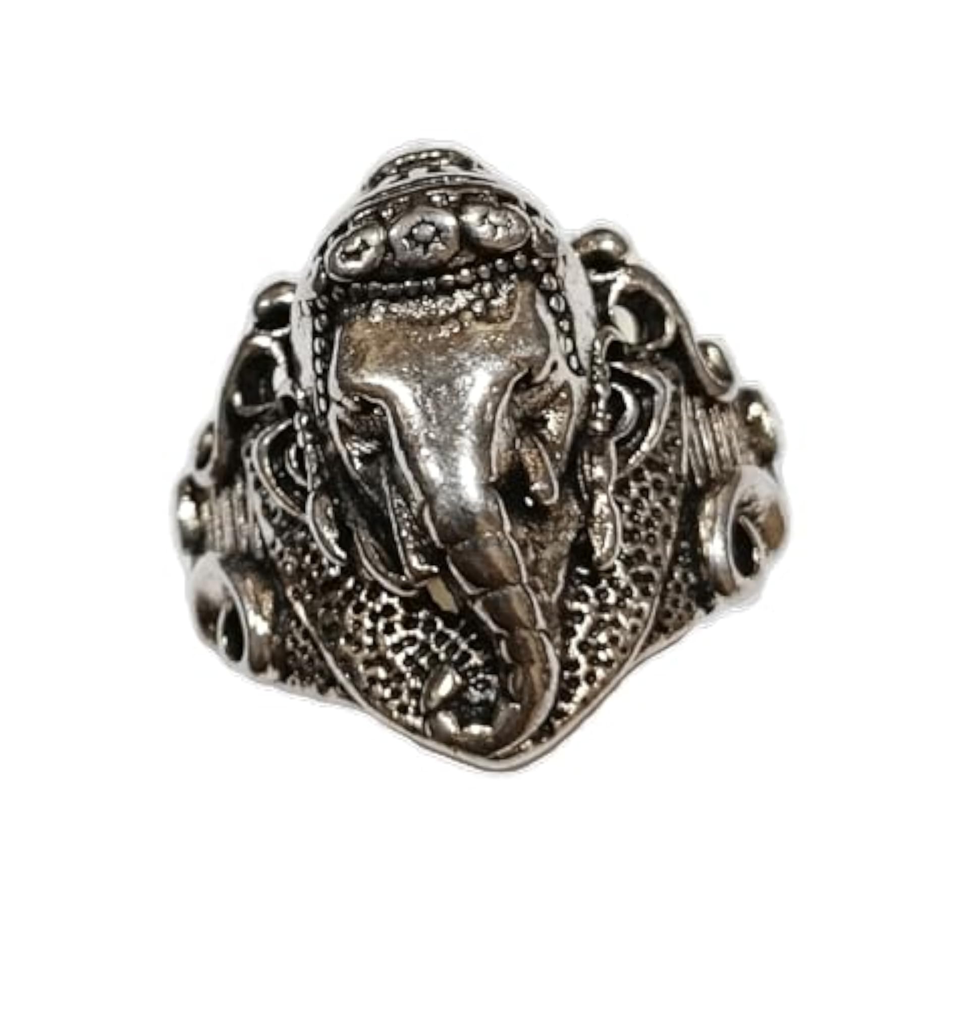 Ganesh Ji Engraved Adjustable Silver Ring, Unisex