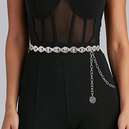Yooai Rhinestone Belt For Women Dresses Sliver Belt Sparkly Crystal Waist Belt For Formal Dress Evening Dresses #TOP3