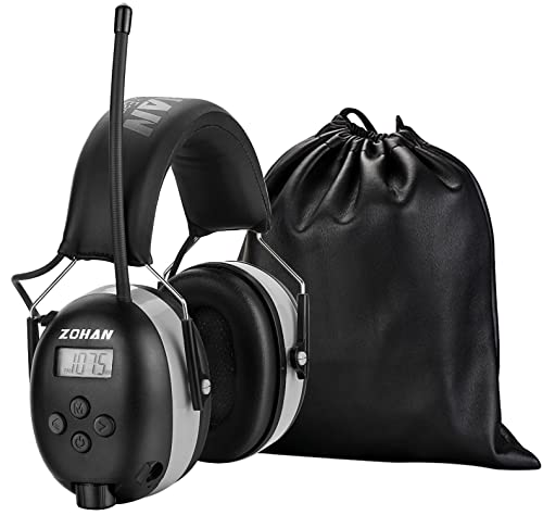ZOHAN 042 Gehörschutz mit Radio, MP3 FM/AM Ohrenschützer für Industrie, Geräuschunterdrückungs Musik Kapselgehörschutz für Jäten & Lärmintensive Freizeitaktivitäten, SNR 30dB, NRR 25dB, Grau