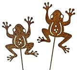 achtung frecher frosch bewertung Gewicht: ca. 15 Gramm 2er Set Beetstecker Frosch incl. Stab 34 x 6 cm, Frosch 8 x 6 cm Metall Rost Blumentopf Garten Stecker Figur Deko SRBG K9