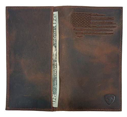 Custom 12 Gauge Shotgun ARIAT Faded Flag Long Rodeo Leather Wallet3