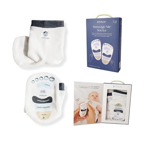 Image of KAHLMI Massage Me! Socks for Baby Massage, Constipation, Gas Relief, Colic Calm & Baby Sleep Aid, Baby Socks for Newborn, Infant, Toddler, Mom Gifts & Baby Gifts