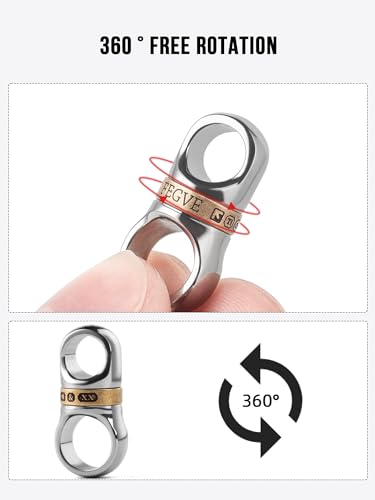 Image of FEGVE Titanium 360 Swivel Key Ring with 1 /2″ D Ring Keychain for Car Key | Very Mini Key Link Connector, Titanium ultra-light, Rust-proof, Anti-deform, Tangle-free Swivel