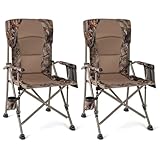 Goplus Folding Camping Chair, 400 LBS Support Lawn Chair w/Armrests with Covers,...
