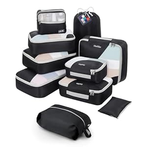ALL INCLUDED 10 Set Durable Packing Cubes for Suitcases,OlarHike Travel Essentials,UPGRADED Anti-Tear Stitching, NEW Improved Luggage Packing Organizers for Travel Accessories(Black)