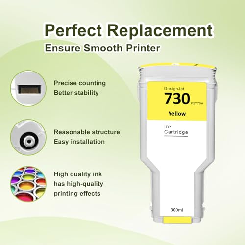Cartouche HP 730 jaune grand volume 300 ml jet d'encre P2C70A - 2
