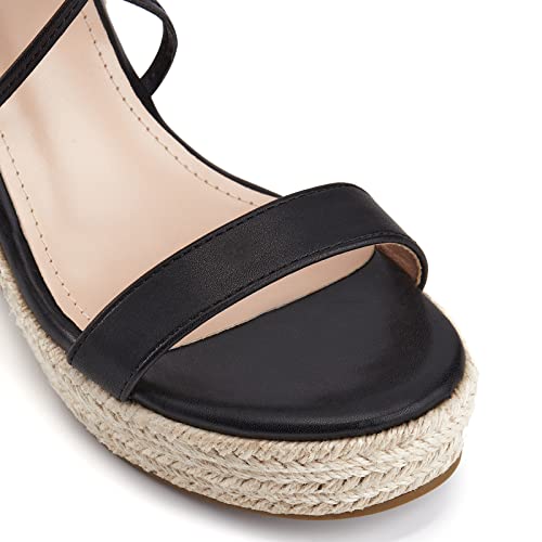 Image of Coutgo Women's Espadrille Wedges Lace Up Platform Ankle Cross Strap Slingback Summer Dress Sandals