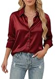 Tela suave y sedosa: camisas de mujer están hechas de poliéster y elastano, transpirables y livianas, suaves y sedosas, las camisas de manga larga te harán sentir cómoda y fresca.