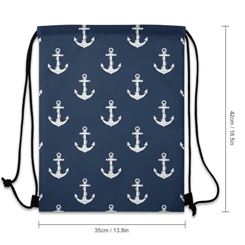 Swimming Shoulder Backpack, Swimsuits and Shoes Storage Bag, Compatible with Nautical Anchor Navy Large Drawstring Gymsack, Soft and Waterproof Cinch Sackpack for Men and Women3