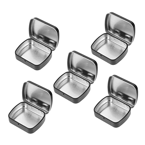 KOCKSHION Lot de 5 Boîtes à Bonbons en Fer Rectangulaires 60x45x15 Mm, Mini Boîte de Rangement Métallique Couvercle Charnière, Finition Noire Mate,...
