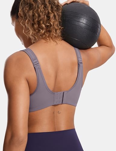 Image of SYROKAN Women's High Impact Underwire Sports Bra High Support Large Bust Padded Adjustable Straps Running Bra