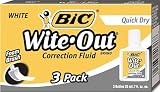 Bic Wite-Out - Líquido corrector de secado rápido, paquete de 3 (BICWOFQD324)