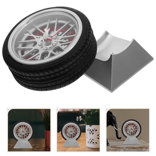Reloj de sobremesa de cuarzo con forma de neumático y base estable 8