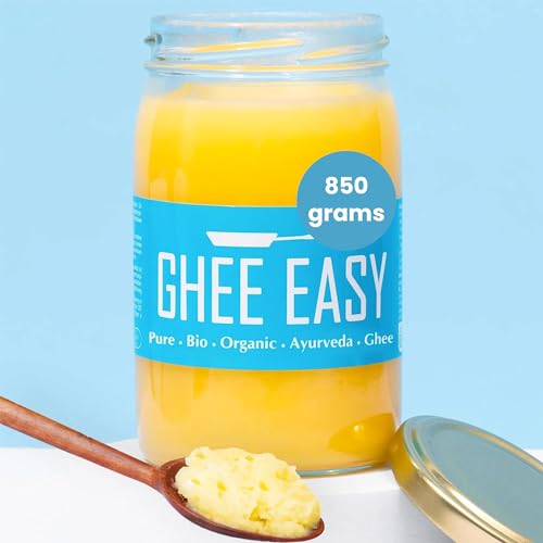 Ghee Easy 850g Organic Ghee from Grass-Fed Cows - Lactose Free Ayurvedic Ghee Gluten Free - 100% European No Additives- Certified Organic & Biodynamic