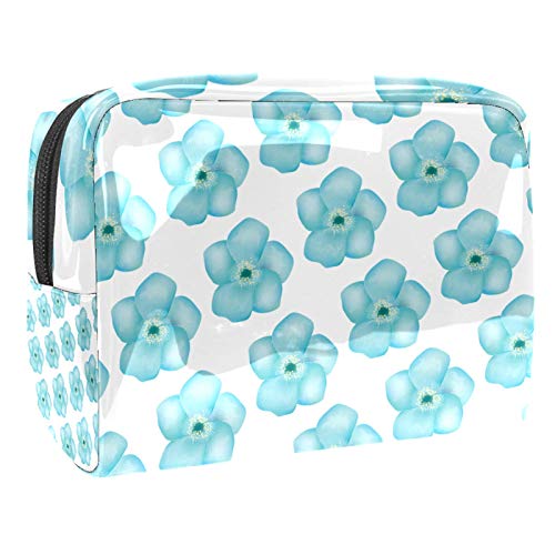 Makeup Travel Case Blue flower Large Capacit Water-resistant Makeup Cosmetic Bag Travel Organizer for Accessories 7.3x3x5.1in