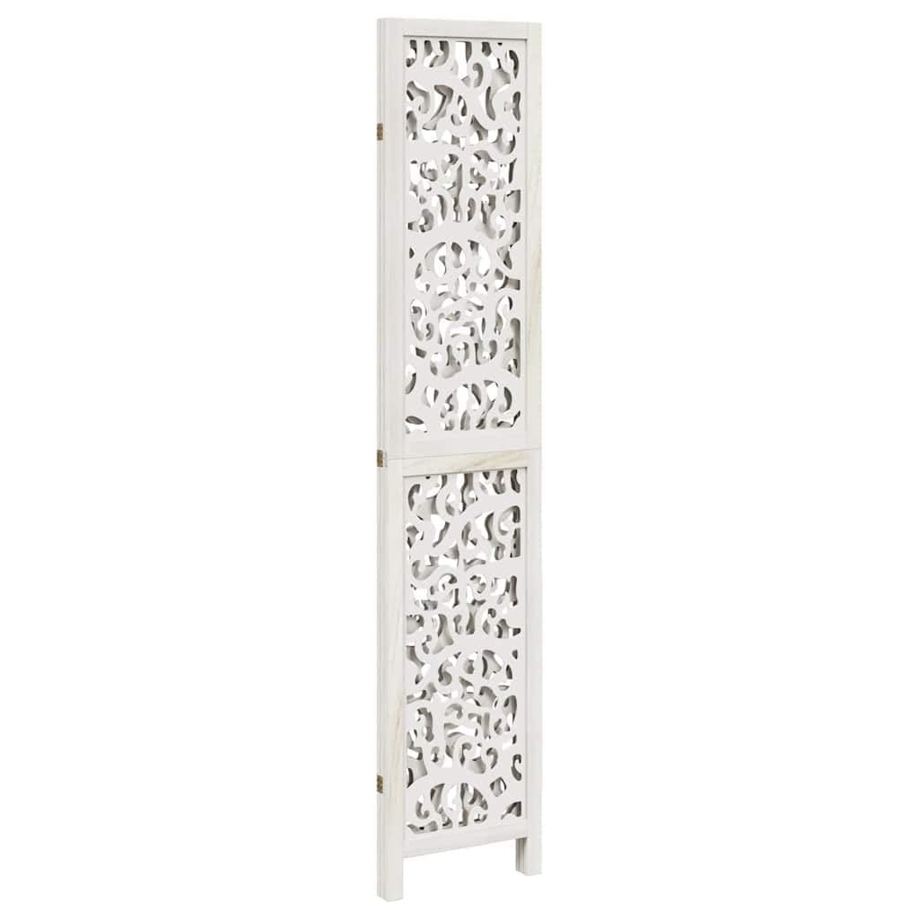 Paravento in legno di paulonia bianco, 3 pezzi, 105 x 200 cm