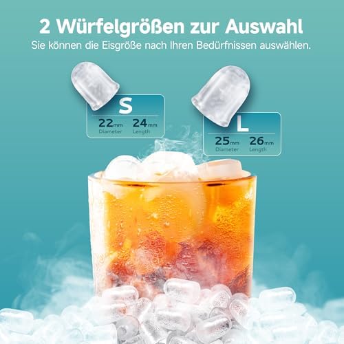 Bild 1 - EUHOMY Eiswürfelmaschine Klein, 9 Eiswürfel in 6 Minuten, 12 kg/24H, Eiswürfelmaschine Edelstahl mit Tragbarem Griff, Selbstreinigender Kompakter Eiswürfelmaschinen für Zuhause/Küche/Büro/Bar
