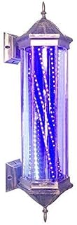 Barber Shop Pole LED Barber Pole LED Retro Bronze Barber Pole Rotating Illuminated Spinning White Blue Stripes Salon Hairdresser Sign Light Wall Mountable Lamp Barber Shop Pole
