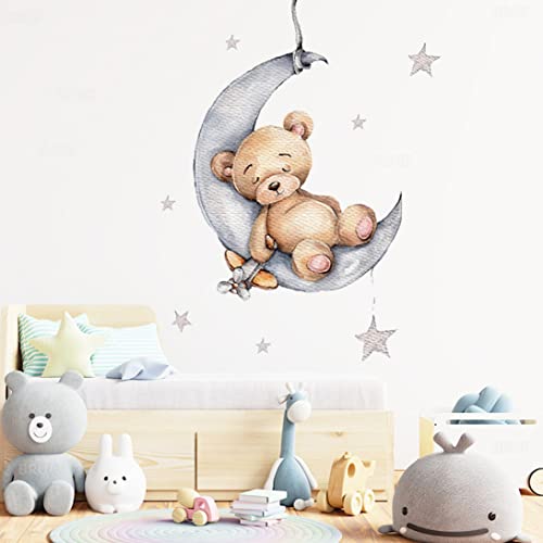 Vinilo Decorativo infantil Oso Durmiendo en la Luna miniatura 6