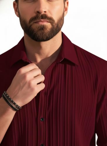 Image of Amazon Brand - INKAST Men's Casual Button Down Shirts Long Sleeve Linen Shirt Fashion Textured Beach Summer Shirt