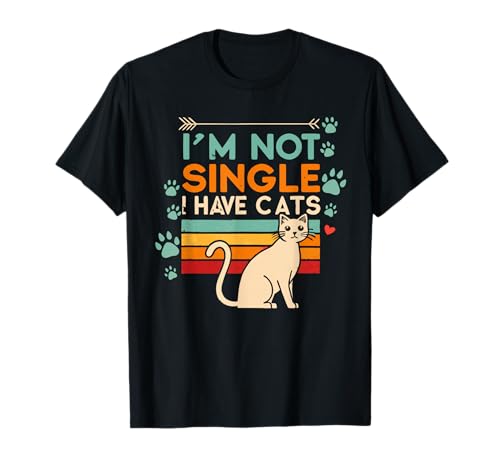 No estoy soltero, tengo gatos - Vintage 80s Cat Lover Camiseta