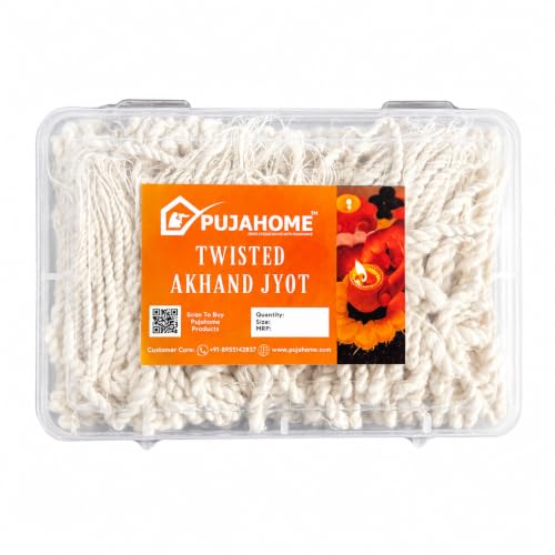 Image of Twisted Short Akhand Jyot - 300 Pieces | Cotton Wick 24 Hours Burning | White Colour Long Lasting Pure Cotton Wicks for Daily Pooja and Meditation