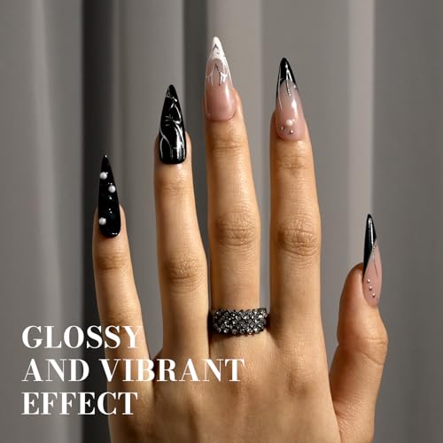Image of MelodySusie Black Gel Nail Polish, 0.5 Fl Oz Blackish Green Gel Polish Soak Off UV LED Nail Lamp Black Green Gel Polish Christmas Gift for Women Nail Art Starter Manicure Salon DIY At Home-517-A2001