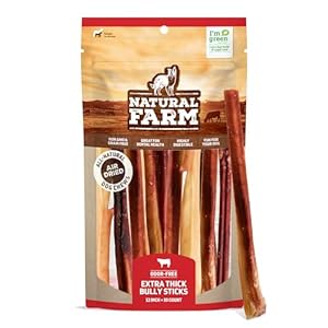 Natural Farm Extra-Thick 12-Inch Beef Bully Sticks Dog Chews (10-Pack) - Odor-Free Dental Treats for Dogs Natural Farm Extra Thick 12 Inch Beef Bully Sticks Dog Chews 10 Pack Odor Free Dental Treats for Dogs