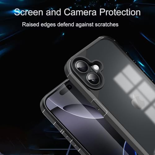 Image of KARWANBack Cover |Shockproof Bumper Case | Full Camera Protection | Raised Edges | Super Soft Side TPU | Bumper Case for iPhone 16 -Black