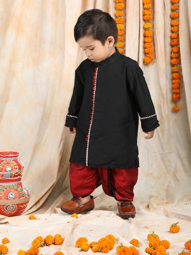 Image of POLKA TOTS Elegant Traditional Dhoti Kurta Set for Baby Boys & Toddlers - Ultra-soft Cotton Ethnic Dress for Festivals and Weddings | Premium Angrakha Style Ethnic Wear