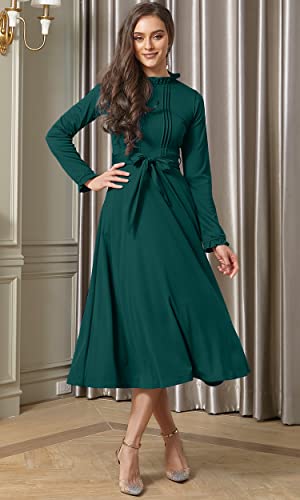 Image of KOH KOH Womens Long Sleeve Semi Formal Work Elegant Pockets Mini Midi Dress