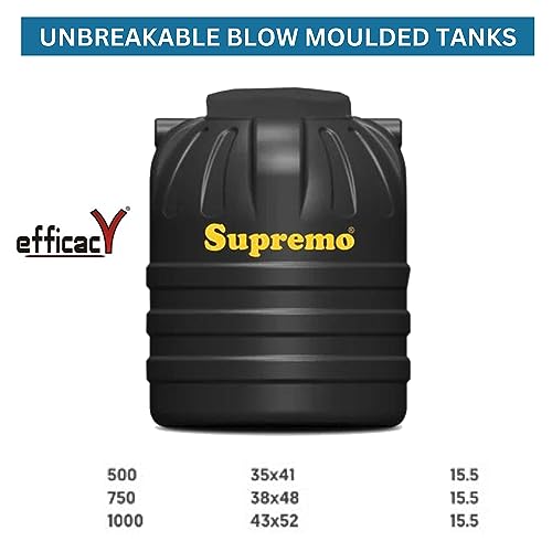 Image of Efficacy Supremo Double Layer Water Tank 500 LTR Capacity | Food Grade Antibacterial, UV and Heat Resistant Tank HDPE Material Black Color