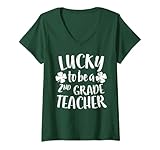 Photo Gallery donna maglietta con scritta «lucky to be a 2nd grade teacher» maglietta con collo a v Photo Gallery donna maglietta con scritta «lucky to be a 2nd grade teacher» maglietta con collo a v