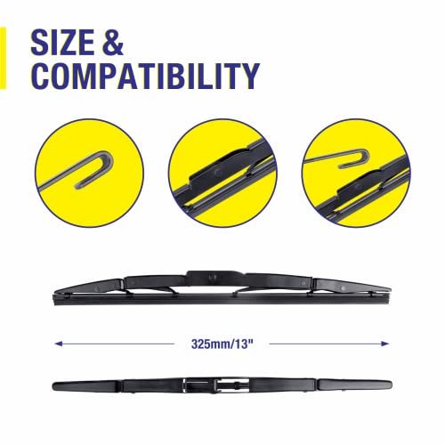 Image of 5 PLUS 13 inch Rear Windshield Wiper Blade, Replacement For Honda CRV 2016 2015 2014 2013 2012, Fit J-Hook Type Wiper Arms Rear Wiper Blades For My Car