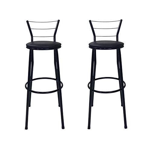 Kit 2 Banquetas Moderna Alta Com Encosto Acabamento em Epóxi Balcão Cozinha Americana - Preto