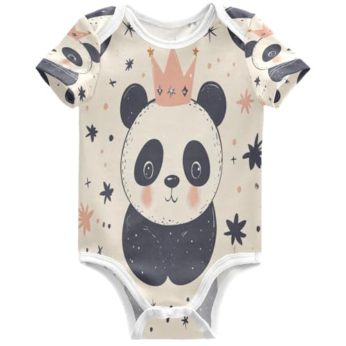 Pigsaly Baby Bodysuits Cute Pandas Crown Stars Newborn Short Sleeve Summer Jumpsuit Boy Girl 3M