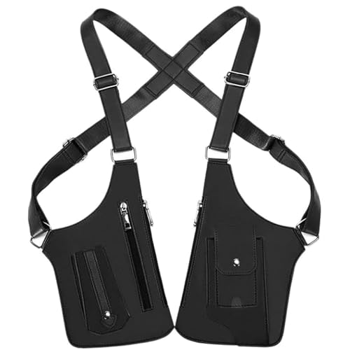 Premium Faux Leather Unisex Underarm Holster Bag Adjustable Shoulder Crossbody Bag with Weak Magnetic Attraction & Hidden Anti-Pickpocket Design