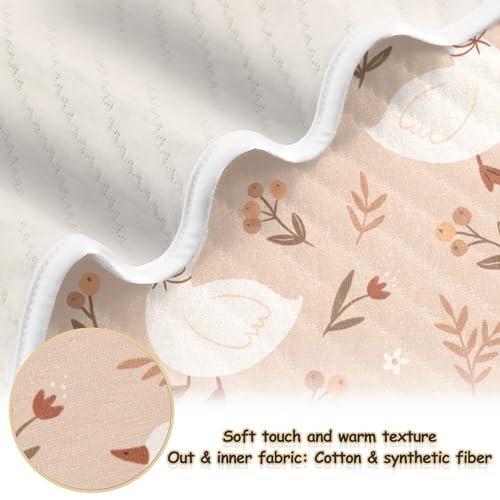 Image of Qilmy Cute Goose Flowers Baby Blanket for Boys Girls Kids with Soft Cotton, Cute Cozy Warm Nursery Receiving Swaddle Blanket for Toddler Infant Crib, 30 x 40 Inch
