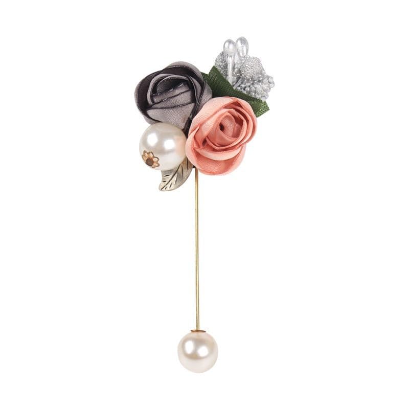 Image of Elegant Floral Brooch Pins for Women, Sweater Shawl Silk Cardigan Lapel Pins, Cardigan Jewelry Suit Shirt Accessory with Crystal CZ Flowers Brooches Pins for Women