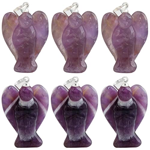 TUMBEELLUWA Guardian Angel Handmade Carved Healing Stone Crystal Pendant with Free Metal Alloy Chain4