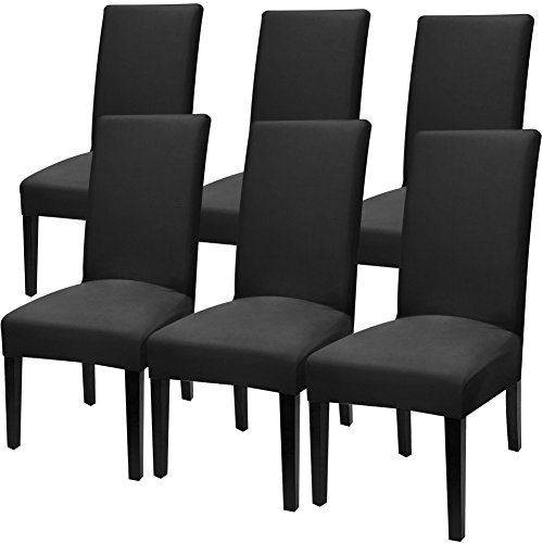 Fuloon 6 Pack Super Fit Stretch Removable Washable Short Dining Chair Protector Cover Seat Slipcover for Hotel, Dining Room, Ceremony, Banquet Wedding Party