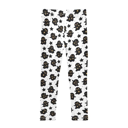 Girls' Athletic Leggings Ankle Length Yoga Dance Pants Kids Teen 4T Black Ghost2