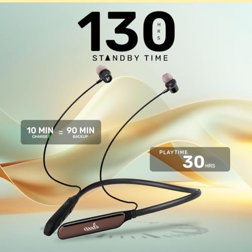 Image of Voods Active Plus Bluetooth Neckband with Vibration Alert, Magnetic On /Off, 30H Playtime, Fast Charging, HD Call Clarity, Dual Pairing, Wireless Earphones for Calling (Black)