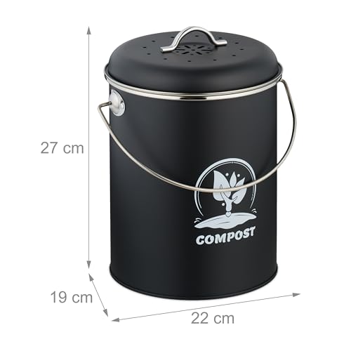 Caneca de basura para cocina de hierro 5.5 L negra miniatura 4