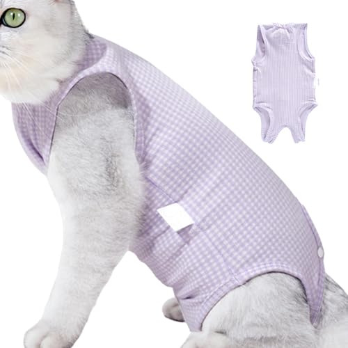 Traje de recuperación para gatos que sustituye al collar isabelino evitando el estrés posquirúrgico 7